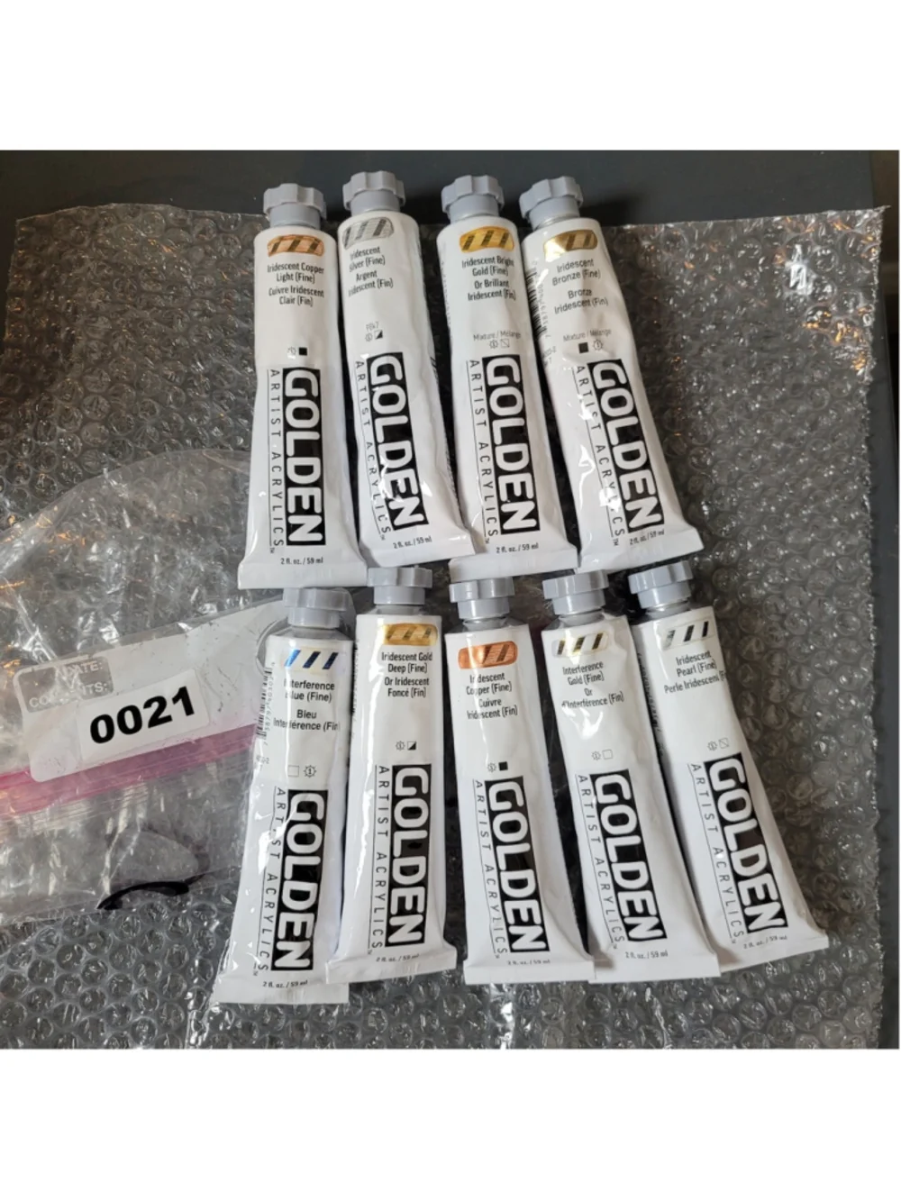 #21 Golden Heavy Body Acrylic 2oz Paint Lot Of 9 Colors New/Sealed.